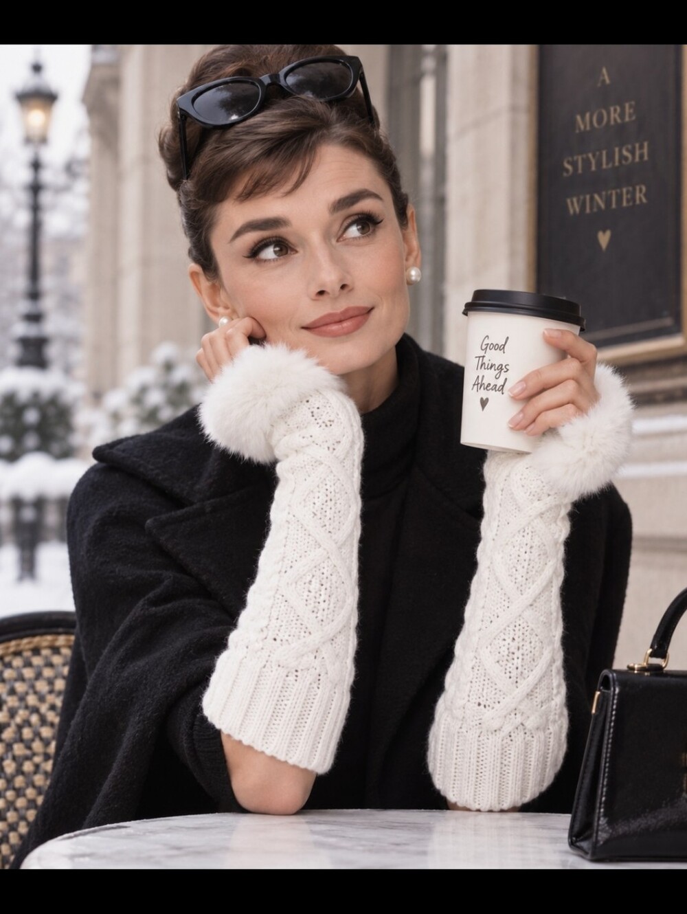 White Cable Knit Faux Fur Cuff Fingerless Gloves Arm Warmers Winter Fall
